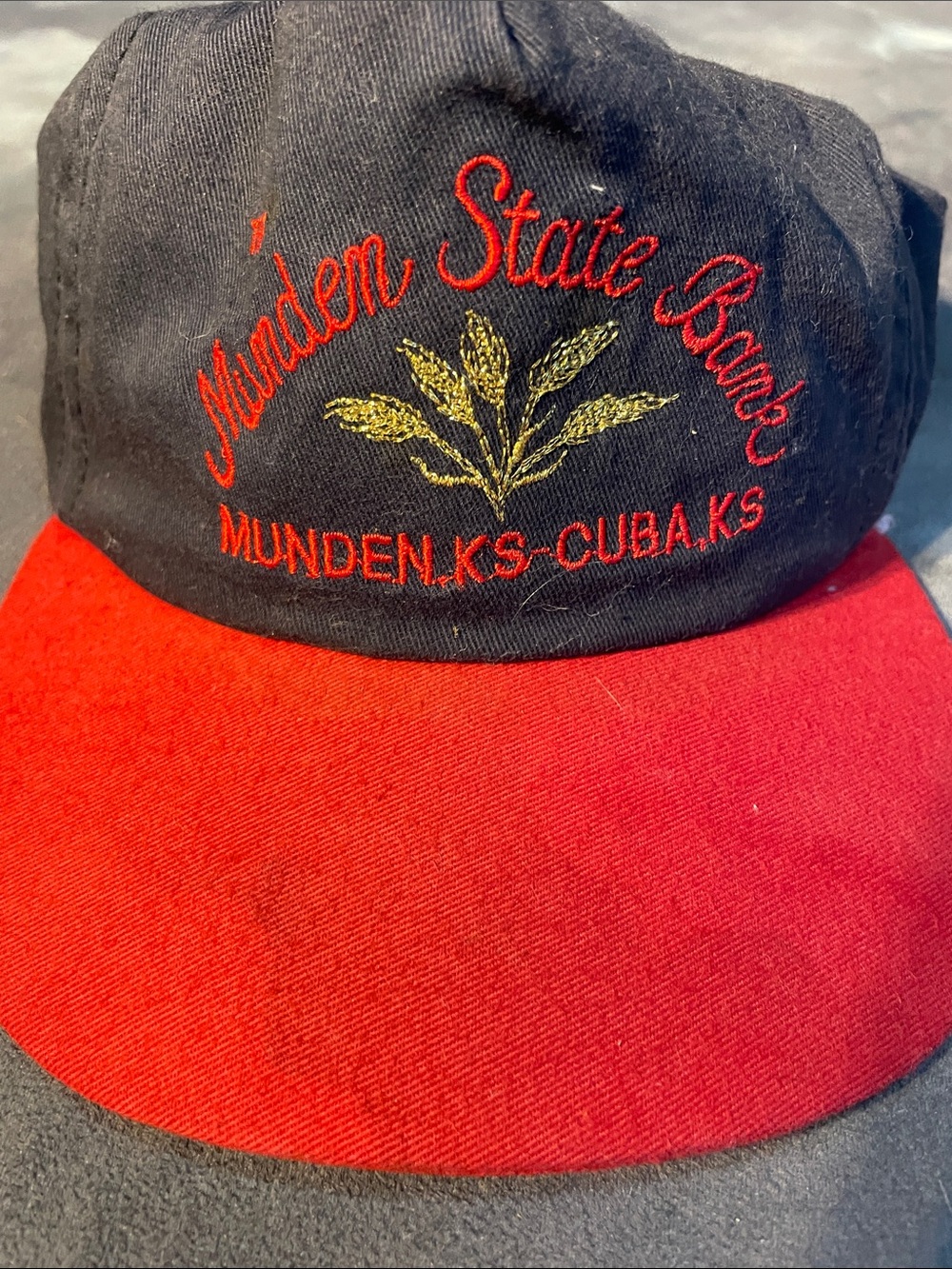 Munden State Bank Two-Tone Baseball Cap - Black & Red